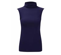 REAL LIFE FASHION LTD Ladies Turtle Polo Neck Jumper Women Sleeveless Roll Neck Jumper Plain High Neck Top Casual Wear Stretch Fitted Top T-Shirt Plus Sizes Navy