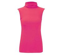 REAL LIFE FASHION LTD Ladies Turtle Polo Neck Jumper Women Sleeveless Roll Neck Jumper Plain High Neck Top Casual Wear Stretch Fitted Top T-Shirt Plus Sizes Cerise