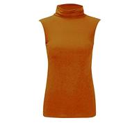 REAL LIFE FASHION LTD Ladies Turtle Polo Neck Jumper Women Sleeveless Roll Neck Jumper Plain High Neck Top Casual Wear Stretch Fitted Top T-Shirt Plus Sizes Rust