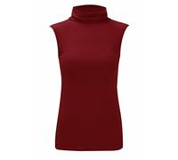 REAL LIFE FASHION LTD Ladies Turtle Polo Neck Jumper Women Sleeveless Roll Neck Jumper Plain High Neck Top Casual Wear Stretch Fitted Top T-Shirt Plus Sizes Wine