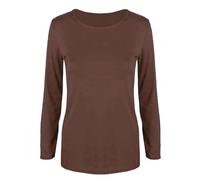 Womens Plain Long Sleeves T-Shirt Ladies Round Neck Basic Stretch Black Shirt Top Casual Wear Oversized Comfort Fancy Dress Party Tee Top UK Plus Size 8-26