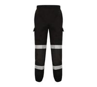 REAL LIFE FASHION LTD Mens Hi Viz 2 Band Reflective Tape Waterproof Rain Hi Vis Safety Over Trouser Work Wear Elasticated Waistband Bottoms Pants High Visibility Pants Two Tone Trousers