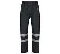REAL LIFE FASHION LTD Mens Hi Viz 2 Band Reflective Tape Waterproof Rain Hi Vis Safety Over Trouser Work Wear Elasticated Waistband Bottoms Pants High Visibility Pants Two Tone Trousers