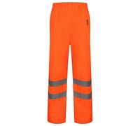 REAL LIFE FASHION LTD Mens Hi Viz 2 Band Reflective Tape Waterproof Rain Hi Vis Safety Over Trouser Work Wear Elasticated Waistband Bottoms Pants High Visibility Pants Two Tone Trousers