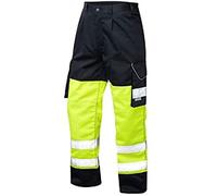 REAL LIFE FASHION LTD Mens Hi Viz 2 Band Reflective Tape Waterproof Rain Hi Vis Safety Over Trouser Work Wear Elasticated Waistband Bottoms Pants High Visibility Pants Two Tone Trousers