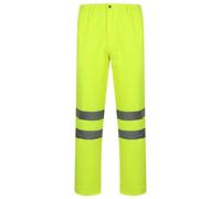 REAL LIFE FASHION LTD Mens Hi Viz 2 Band Reflective Tape Waterproof Rain Hi Vis Safety Over Trouser Work Wear Elasticated Waistband Bottoms Pants High Visibility Pants Two Tone Trousers