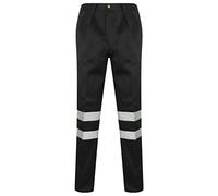 REAL LIFE FASHION LTD Mens Hi Viz 2 Band Reflective Tape Waterproof Rain Hi Vis Safety Over Trouser Work Wear Elasticated Waistband Bottoms Pants High Visibility Pants Two Tone Trousers