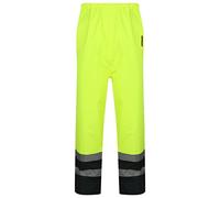 REAL LIFE FASHION LTD Mens Hi Viz 2 Band Reflective Tape Waterproof Rain Hi Vis Safety Over Trouser Work Wear Elasticated Waistband Bottoms Pants High Visibility Pants Two Tone Trousers
