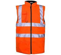 REAL LIFE FASHION LTD Mens Hi Vis Reversible Body Warmer Sleeveless Winter Warm Jacket Adults High Visibility Uniform Unisex Outdoor Utility Work Hi Viz Reflective Tape Body Warmer Size S-4XL