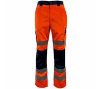 REAL LIFE FASHION LTD Mens Hi Viz 2 Band Reflective Tape Waterproof Rain Hi Vis Safety Over Trouser Work Wear Elasticated Waistband Bottoms Pants High Visibility Pants Two Tone Trousers