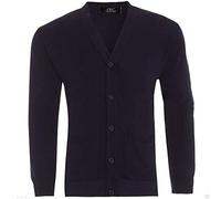 REAL LIFE FASHION LTD Mens Plain Knitted V Neck Button Cardigan Adult Long Sleeves 2 Pocket Down Fine Cotton Sweater Casual Wear Plain Knitwear Warm Cardigan Plus Size S-5XL Black