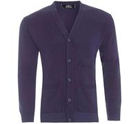 REAL LIFE FASHION LTD Mens Plain Knitted V Neck Button Cardigan Adult Long Sleeves 2 Pocket Down Fine Cotton Sweater Casual Wear Plain Knitwear Warm Cardigan Plus Size S-5XL Navy