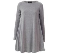 REAL LIFE FASHION LTD New Womens Long Sleeve Plain Swing Smock Dress Grey