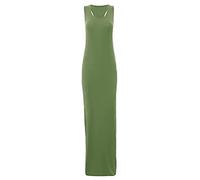 REAL LIFE FASHION LTD New Womens Muscle Racer Shaped Back Sleeveless Round Scoop Dresses Ladies Vest Long Stretch Maxi Plain Dress Summer Wear Maxi Dress Plus Size Khaki