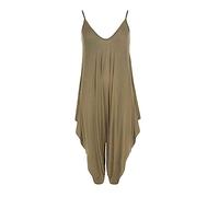REAL LIFE FASHION LTD Sleeveless V Neck Hareem Jumpsui#(Mocha Plain Sleeveless V Neck Romper Jumpsuit#UK 20-22#Womens)