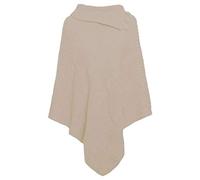 REAL LIFE FASHION LTD Women Plain Poncho Three Button Wrap Shawl Top Ladies Knitted Warm Cape Jumper#(Beige 3 Button Knitted Poncho#One Size (8-18)#Womens)