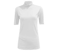 REAL LIFE FASHION LTD Women Polo Neck Jumper Short Sleeves Roll Neck Jumper Ladies Plain High Neck Tshirt Top Casual Wear Top Cream