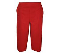 REAL LIFE FASHION LTD Womens Elasticated Waist ¾ Capri 2 Pockets Cropped Trousers Ladies Formal Casual Wear Plain Pants Red UK 18