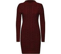 REAL LIFE FASHION LTD Women’s Chunky Cable Knitted Dress Ladies Long Sleeve Turtle Polo Neck Tunic Midi Dress Casual Winter Wear Fancy Party Cable Knitted Tunic Top and Dress Plus Size 8-22 Wine