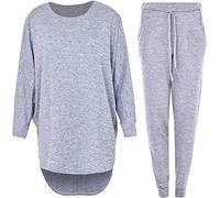 REAL LIFE FASHION LTD Women’s High Low Hem Sweatshirt Tracksuit - 2 Piece Plain Jogging Set with Long Sleeve Top & Joggers - Ladies Gym Sportswear Loungewear Co-Ord Suit Outfit UK Sizes 8-22