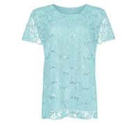 REAL LIFE FASHION LTD Women’s Lace Sequin Lined T-Shirt Ladies Elegant Floral Pattern Blouse Top Stylish Short Sleeve Casual Party Wear, Comfortable Lined Design Shirt UK Plus Sizes 12-26 Mint