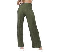 REAL LIFE FASHION LTD Women’s Pleated Elasticated Waist Wide Leg Crinkle Palazzo Ladies Stretch Baggy Full Length Bottom Casual Summer wear Fancy Party Beach Palazzo Pants Plus Size 12-26 Khaki