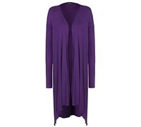 REAL LIFE FASHION LTD Women’s Plus Size Casual Wear Long Sleeve Hanky Hem Top Open Front Waterfall Cardigan Ladies Long Sleeve Lightweight Outerwear Party Wear Long Sweater Top Purple UK 22-24