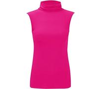 REAL LIFE FASHION LTD Women’s Plus Size Sleeveless High Roll Polo Turtle Neck Vest Top Ladies Stretch Casual Plain T-Shirt Jumper Tank Top Blouse Everyday Wear Comfort Summer Jumper UK 8-26 Cerise