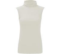 REAL LIFE FASHION LTD Women’s Plus Size Sleeveless High Roll Polo Turtle Neck Vest Top Ladies Stretch Casual Plain T-Shirt Jumper Tank Top Blouse Everyday Wear Comfort Summer Jumper UK 8-26 Cream
