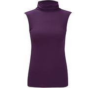 REAL LIFE FASHION LTD Women’s Plus Size Sleeveless High Roll Polo Turtle Neck Vest Top Ladies Stretch Casual Plain T-Shirt Jumper Tank Top Blouse Everyday Wear Comfort Summer Jumper UK 8-26 Purple