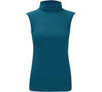 REAL LIFE FASHION LTD Women’s Plus Size Sleeveless High Roll Polo Turtle Neck Vest Top Ladies Stretch Casual Plain T-Shirt Jumper Tank Top Blouse Everyday Wear Comfort Summer Jumper UK 8-26 Teal