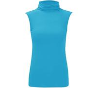 REAL LIFE FASHION LTD Women’s Plus Size Sleeveless High Roll Polo Turtle Neck Vest Top Ladies Stretch Casual Plain T-Shirt Jumper Tank Top Blouse Everyday Wear Comfort Summer Jumper UK 8-26 Turquoise