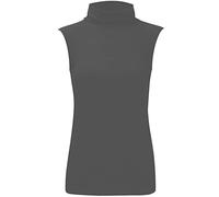 REAL LIFE FASHION LTD Women’s Plus Size Sleeveless High Roll Polo Turtle Neck Vest Top Ladies Stretch Casual Plain T-Shirt Jumper Tank Top Blouse Everyday Wear Comfort Summer Jumper UK 8-26 Charcoal