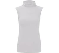 REAL LIFE FASHION LTD Women’s Plus Size Sleeveless High Roll Polo Turtle Neck Vest Top Ladies Stretch Casual Plain T-Shirt Jumper Tank Top Blouse Everyday Wear Comfort Summer Jumper UK 8-26 White
