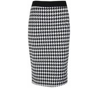 REAL LIFE FASHION LTD Women’s Relaxed Fit Dogtooth Printed Wiggle Tube Skirts Ladies Hounds Tooth Pattern Long Pencil Skirt Casual Wear Fancy Skirt Party Wear UK Plus Sizes 12-26 White