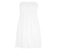 REAL LIFE FASHION LTD Women’s Sheering Boob Tube Bandeau Strapless Top Ladies Summer Casual Smocked Crop Tube Top, Stretchy Slim Fit Beachwear, Holiday Party Clubwear Plus Size 8-26 Cream