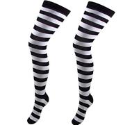 REAL LIFE FASHION LTD Women’s Stripe Over the Knee High Socks Ladies Referee Socks Stripe Socks Plain OTK Socks Fancys Argyle Socks Halloween Socks Christmas Party Wear Socks