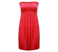 REAL LIFE FASHION LTD Womens Bandeau Boobtube Sheering Midi Dress Ladies Plain Bandeau Summer Wear Strapless Short Dress Printed Fancy Party Dress Top Sleeveless Floral Print Shirt Red