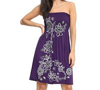 REAL LIFE FASHION LTD Womens Bandeau Boobtube Sheering Midi Dress Ladies Plain Bandeau Summer Wear Strapless Short Dress Printed Fancy Party Dress Top Sleeveless Floral Print Shirt