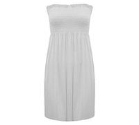 REAL LIFE FASHION LTD Womens Bandeau Boobtube Sheering Midi Dress Ladies Plain Bandeau Summer Wear Strapless Short Dress Printed Fancy Party Dress Top Sleeveless Floral Print Shirt White