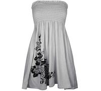 REAL LIFE FASHION LTD Womens Bandeau Boobtube Sheering Midi Dress Ladies Plain Bandeau Summer Wear Strapless Short Dress Printed Fancy Party Dress Top Sleeveless Floral Print Shirt