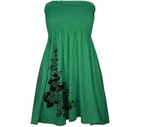 REAL LIFE FASHION LTD Womens Bandeau Boobtube Sheering Midi Dress Ladies Plain Bandeau Summer Wear Strapless Short Dress Printed Fancy Party Dress Top Sleeveless Floral Print Shirt