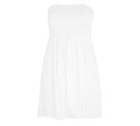 REAL LIFE FASHION LTD Womens Bandeau Boobtube Sheering Midi Dress Ladies Plain Bandeau Summer Wear Strapless Short Dress Printed Fancy Party Dress Top Sleeveless Floral Print Shirt Cream