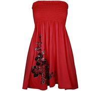 REAL LIFE FASHION LTD Womens Bandeau Boobtube Sheering Midi Dress Ladies Plain Bandeau Summer Wear Strapless Short Dress Printed Fancy Party Dress Top Sleeveless Floral Print Shirt