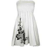 REAL LIFE FASHION LTD Womens Bandeau Boobtube Sheering Midi Dress Ladies Plain Bandeau Summer Wear Strapless Short Dress Printed Fancy Party Dress Top Sleeveless Floral Print Shirt