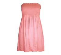 REAL LIFE FASHION LTD Womens Bandeau Boobtube Sheering Midi Dress Ladies Plain Bandeau Summer Wear Strapless Short Dress Printed Fancy Party Dress Top Sleeveless Floral Print Shirt Coral