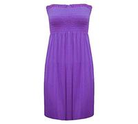REAL LIFE FASHION LTD Womens Bandeau Boobtube Sheering Midi Dress Ladies Plain Bandeau Summer Wear Strapless Short Dress Printed Fancy Party Dress Top Sleeveless Floral Print Shirt Purple