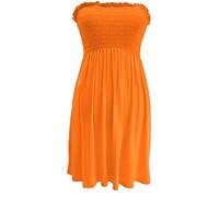 REAL LIFE FASHION LTD Womens Bandeau Boobtube Sheering Top Strapless Sleeveless Top Ladies Plus Size Dress Orange