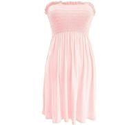 REAL LIFE FASHION LTD Womens Bandeau Boobtube Sheering Top Strapless Sleeveless Top Ladies Plus Size Dress Baby Pink
