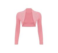 REAL LIFE FASHION LTD Womens Beaded Sequin Cropped Bolero Shrugs Ladies Long Sleeve Cardigan Fancy Party Wear Open Front Cropped Top Plus Size UK 8-26 Baby Pink